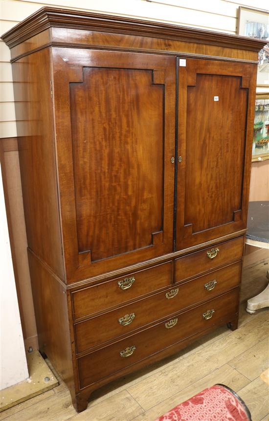 An early 19th century mahogany linen press W.134cm